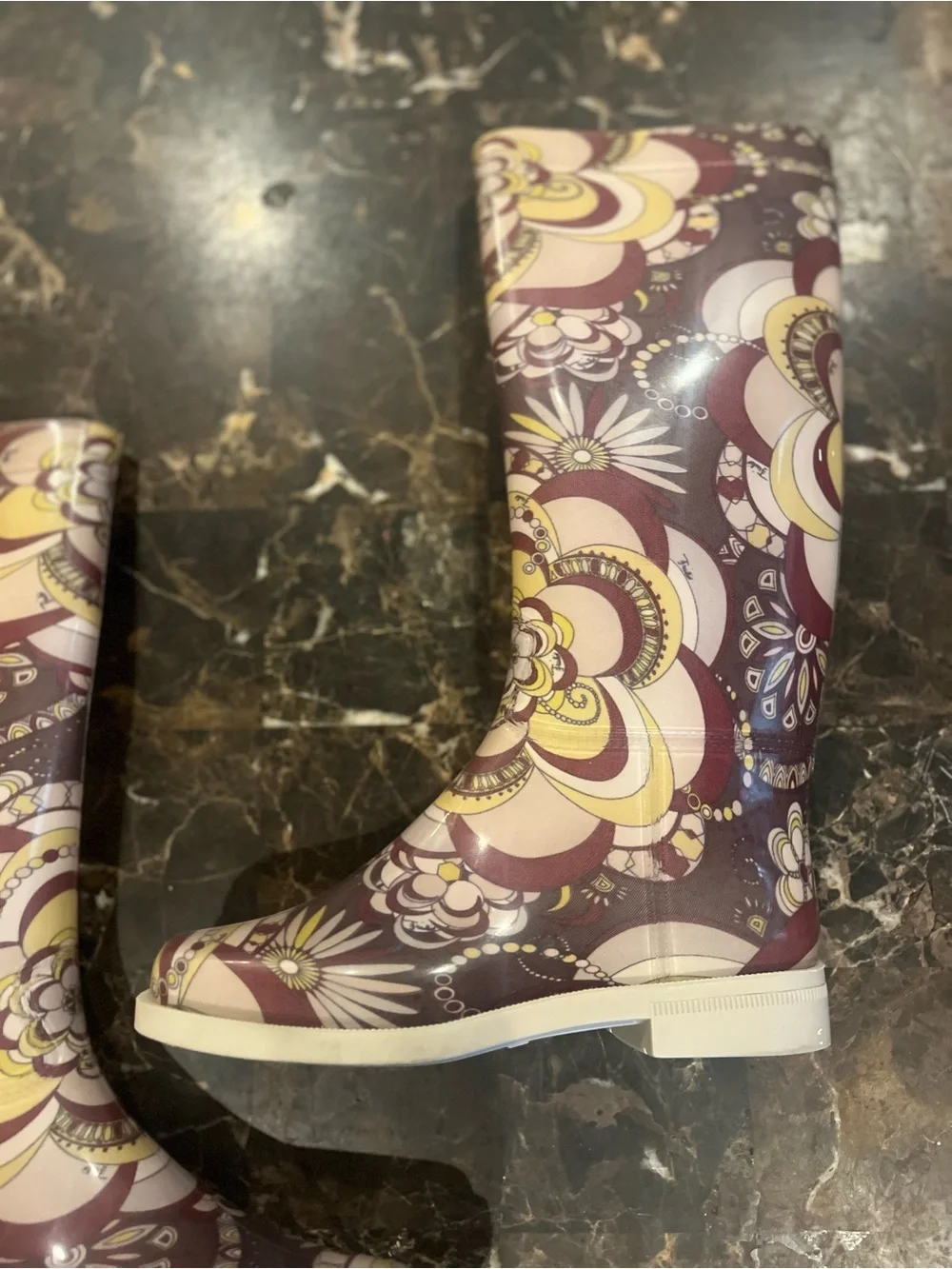 Emilio Pucci Firenze Women's Floral Waterproof Rain Boots Made In Italy